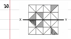 Completed symmetry figure with the two additional triangles shaded below XY