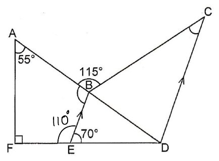 Figure annotated with 110° at E and the angle chase
