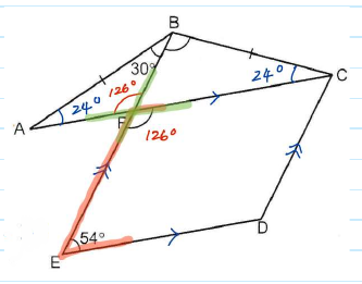 GPA solution: figure with 126°, 24° angles marked