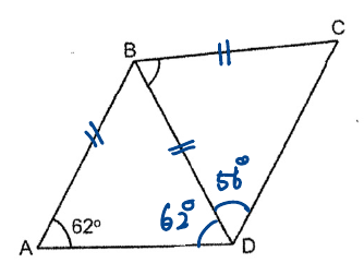 Figure annotated with the 62° and 56° angles