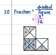 Figure divided into 12 numbered triangles, 7 shaded