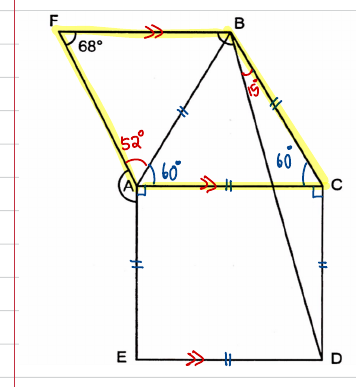 Angle-annotated figure with FB and AC highlighted